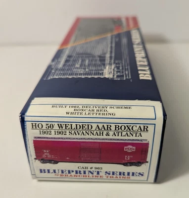 Branchline Trains 1902 HO Savannah & Atlanta 50' Welded AAR Boxcar #963 Kit new - Image 1 of 4