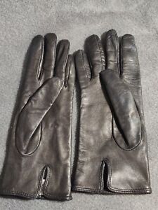 Vintage Neiman Marcus Women’s Black Italian Leather Silk Lined Gloves Size 8
