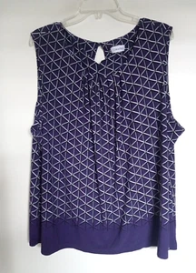 Calvin Klein Shirt Damen 3X Lila Kariert Stretch Polyester Tank Pullover - Bild 1 von 3