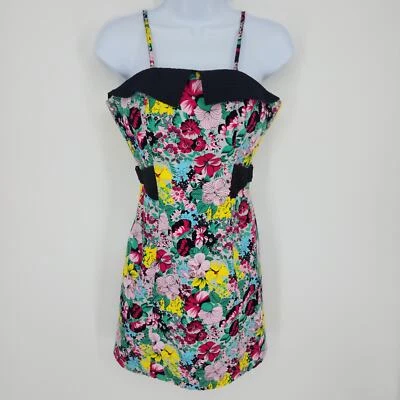 Plenty by Tracy Reese Floral Mini Dress 0 Strapless Geo Checkered Print Sheath - Image 1 of 4