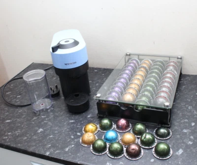 Nespresso Vertuo Pop Pod Coffee Machine Pacific Blue & PODS WITH HOLDER WORKING - Image 1 of 4