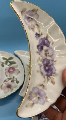 Plato de hueso de media luna de porcelana floral vintage 6 # 7753 Andrea de Sadek Japón Foto 1 de 4