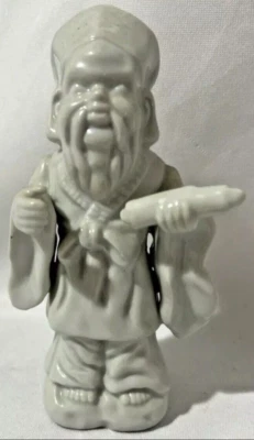 Figura Estatua Coreana Blanca Pergamino Beneficio Hombre Sabio Rara Foto 1 de 4