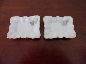 Small Decorative Porcelain Plates With Pink Flower Set of Two (Imperfect) - Picture 1 of 5