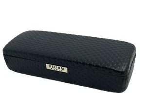NEW Helium Paris Black Hard Clamshell Eyeglasses Case Spring Closure With Cloth - Picture 1 of 5