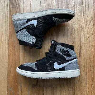 Мужские Nike Air Jordan 1 один высоты OG Flyknit тени серый черный размер 6Y (919702-003) - Изображение 1 из 4