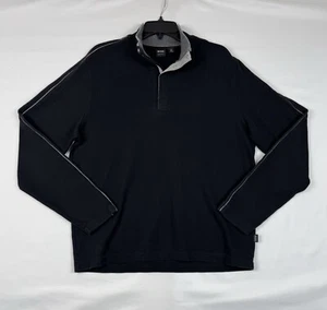 Hugo Boss Mens Black 1/4 Snap Pullover Sweater Regular Fit Sweater Size XL - Picture 1 of 11
