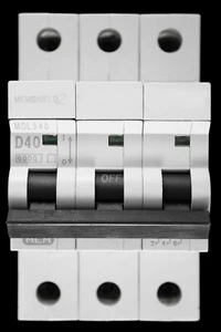 MEM EATON 40 AMP CURVE D 6kA DREIPOLIGER MCB SCHUTZSCHALTER MDL340 - Bild 1 von 6