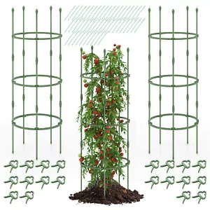 3-Pack Garden Tomato Trellis 60" Plant Support Cage w/Adjustable Size for Plants - Picture 1 of 10