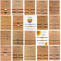 2pcs/set Charms Bracelet Volcanic Stone Bracelet Bead Bangles Lucky Women Men