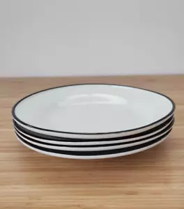 Martha Stewart Set of Four White & Gray Rim Porcelain Salad/Appetizer Plates - Picture 1 of 12