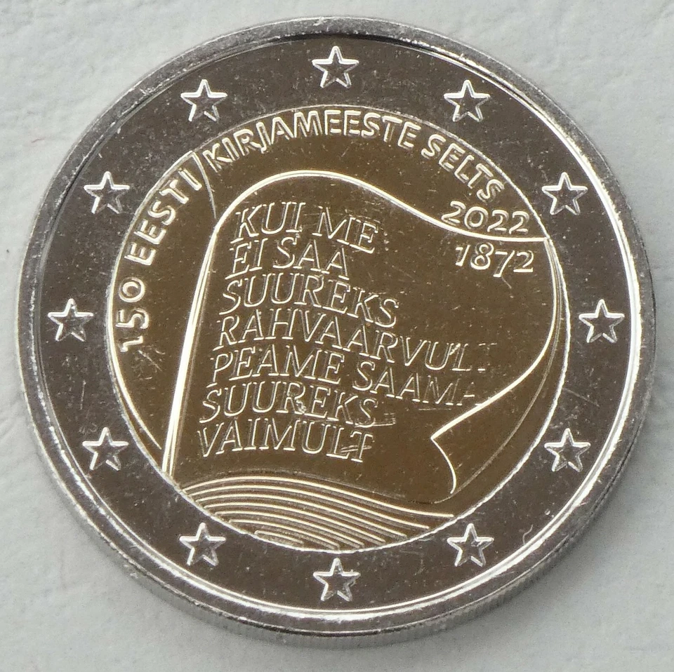 2 Euro Gedenkmünze Estland 2022 Gesellschaft der estnischen Literaten unz. - Bild 1 von 1
