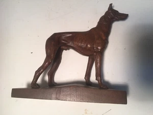 ANTIQUE BLACK FOREST SWISS WOOD CARVED DOG DOBERMAN GREYHOUND WIPPET - Picture 1 of 7