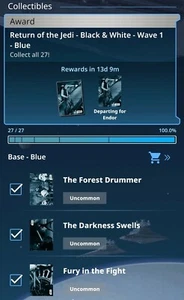 Topps Star Wars Card Trader RotJ Black and White W1 Base Blue Set Digital - Picture 1 of 1