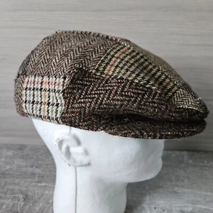 Castlebar Patchwork Ireland 100% Wool Newsboy Flat Cap 7 5/8 Donegal Tweed Vtg - Picture 1 of 15
