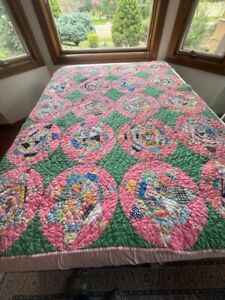Vtg Quilt Dresden Plate with Stars 73 X 56