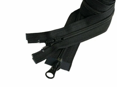 48" or 72" Jacket Zipper YKK #5 Nylon Coil Two-Way Separating Black Made in USA - Image 1 of 4