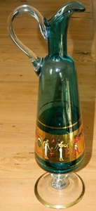 14 5/8" Wine Drink Pitcher Carafe Handblown Glass Ancient Egyptian Themed - Picture 1 of 5