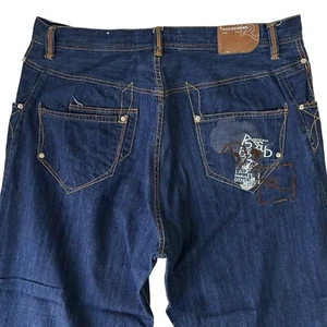 Rocawear Stitched Baggy Jeans 40x29 Dark Blue Streetwear Skate Hip Hop Y2K 90s - Picture 1 of 18