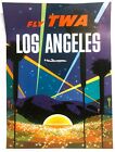14 x 10 Fly TWA Airlines Los Angeles Californie Hollywood Bowl affiche de voyage rétro