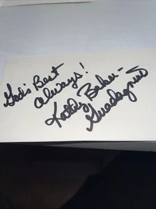 Tarjeta índice 3x5 firmada por ganadora del US Open 1985 Kathy Baker - Imagen 1 de 1