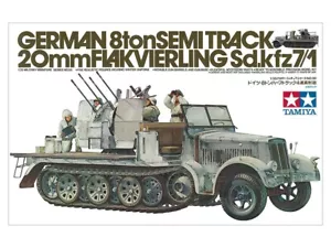 Tamiya 35050 Allemand 8 Ton Demi Track Sdkfz 7/1 20mm 1/35 Scale Kit Plastique - Foto 1 di 8