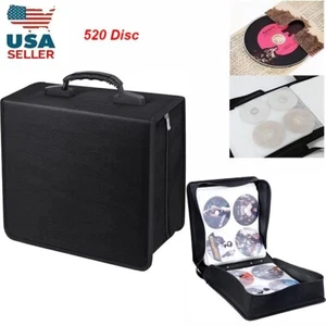 520 Discs Portable CD DVD Organizer Storage Wallet Holder Bag Case Album Black - Picture 1 of 11