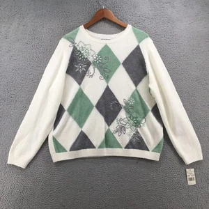 Alfred Dunner Sweater Womens XL Long Sleeve Beaded Embroidered Multicolor - Picture 1 of 20