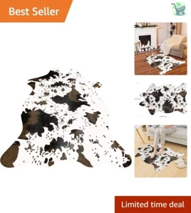 Elegant Cow Print Rug - Handmade Faux Cowhide for Living Room 3.6x2.5FT - Picture 1 of 10