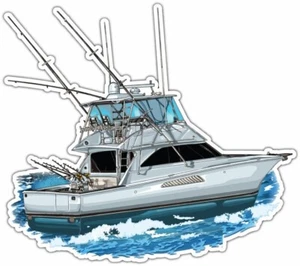 Pleasure Yacht Fishing Boat Car Bumper Window Sticker Decal 4.6" - Picture 1 of 1