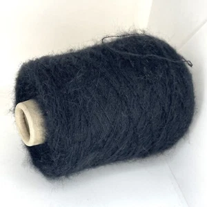Black ALPACA WOOL FLUFFY Yarn on Cone LACE WEIGHT Craft *USA TARIFF FREE* - Picture 1 of 4