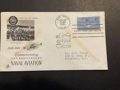 United States Naval Aviation, 50th Anniv., FDC 1961, Artcraft, Sc #1185, 4c. - Image 1 of 2