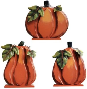 Standing Flat Rustic Wood Pumpkin Decor for Fall Harvest Thanksgiving Tabletop - Picture 1 of 7