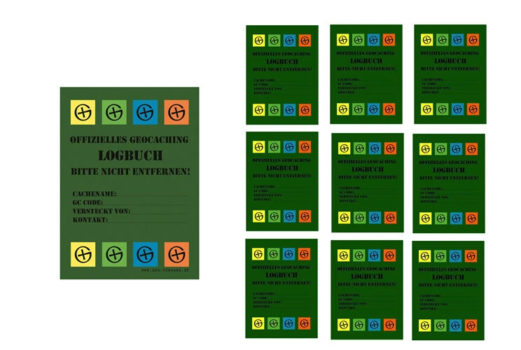 10 pegatinas nota del buscador geocaching cuadernos de registro, contenedor lata de escondite - Imagen 1 de 1