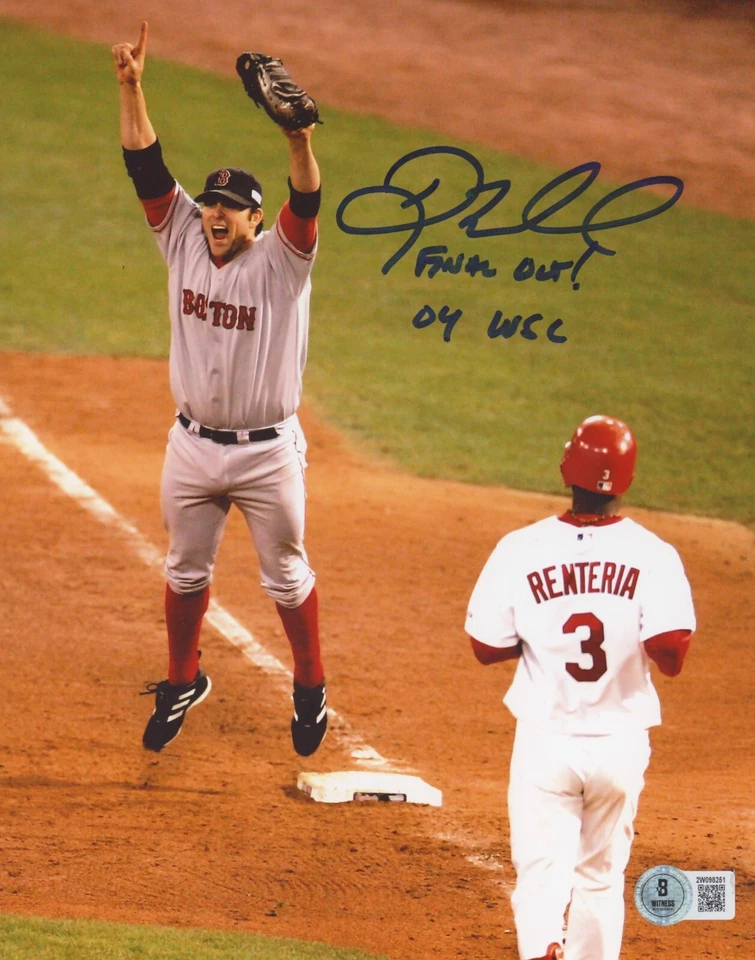 Doug Mientkiewicz Signed 8x10 Photo w/ Final Out + 04 WSC Beckett Wit BAS COA #1 - Image 1 of 1