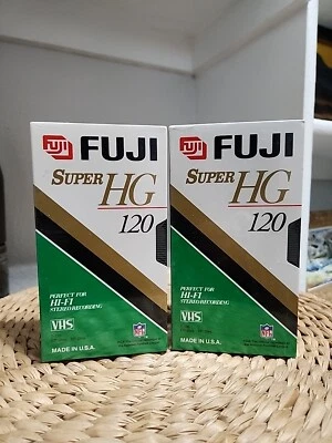 2 cintas VCR FUJI T-120 Super HG de alto grado VHS EN BLANCO nuevas selladas EE. UU. 2 horas cada una Foto 1 de 4