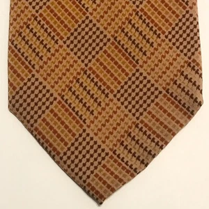 PAUL STUART Mens Vtg Tie Brown Gold Plaid-Check 58L 4W ITALY RARE! Retail - $150 - Picture 1 of 9
