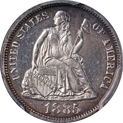 1885 Seated Liberty Dime Proof PCGS PR65 Superb Eye Appeal Strong Strike Cover