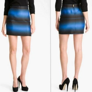 NUEVA CON ETIQUETAS MARC por Marc Jacobs Mezcla SEDA Falda a Rayas Azul Aster Negra Talla 4 - Imagen 1 de 12