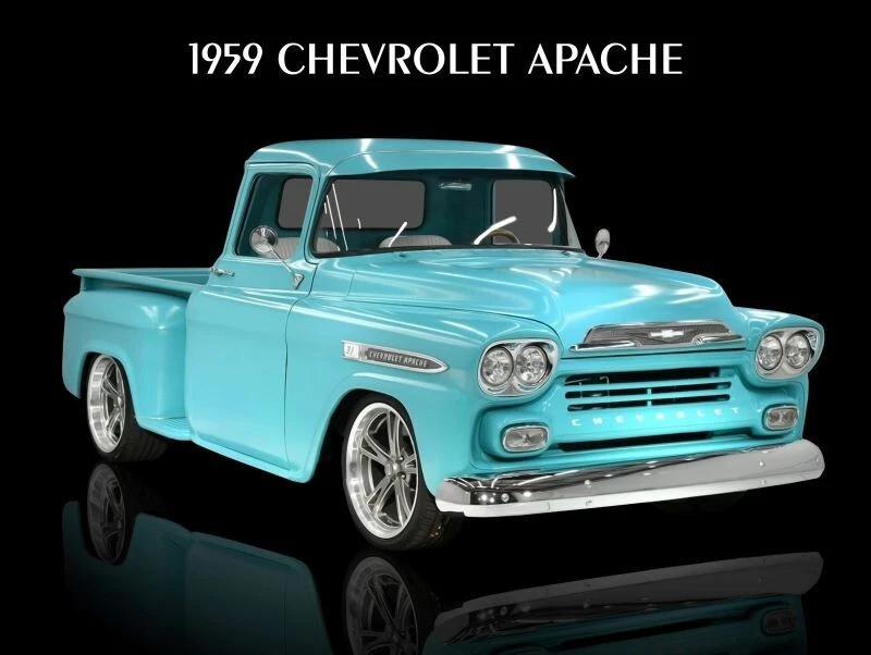 Chevrolet Apache 1959 camioneta pickup nueva señal de metal: gran aspecto en turquesa Foto 1 de 1