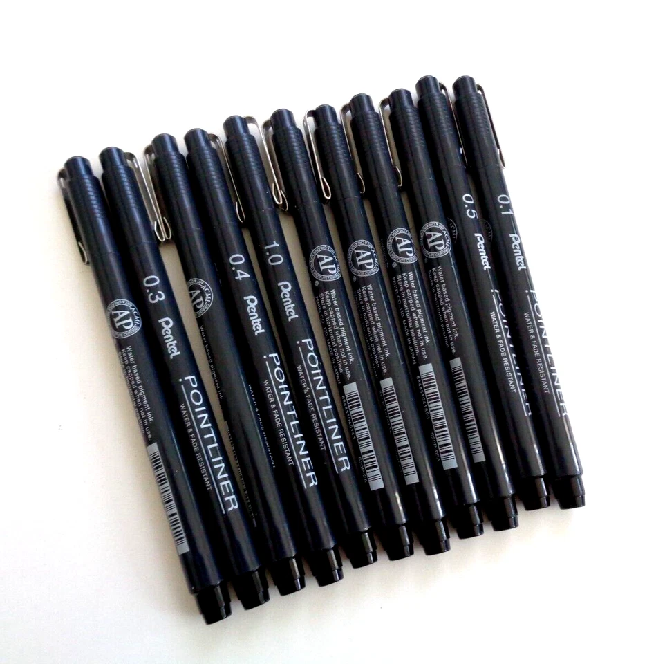 Pentel Fineliner POINTLINER S20P 0,03, 0,05, 0,1, 0,2, 0,3, 0,4, 0,5, 0,8 mm...