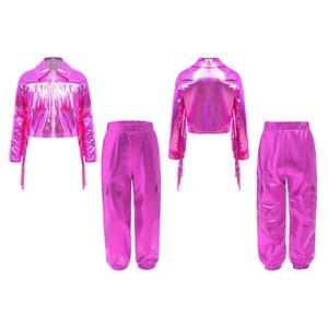 Kids Girls Jacket With Trousers Dance Coat And Pants Rave Outfit Athletic Sets - Picture 1 of 64