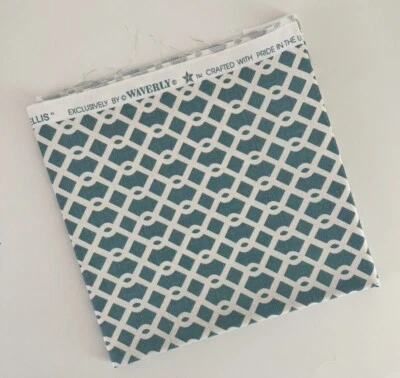 Waverly Ellis Fabric Remnant Poolside Upholstery Blue White Trellis 2 sizes HTF - Image 1 of 4