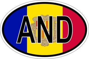Sticker adesivi adesivo bandiera ovale codice paese AND andorra - Imagen 1 de 1