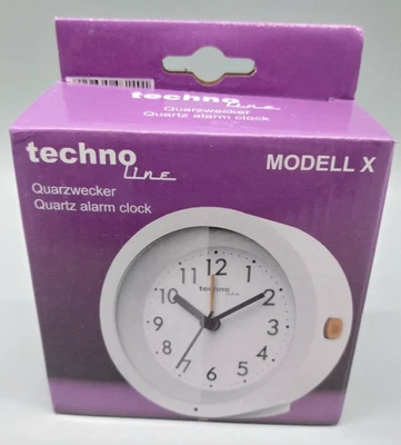 TechnoLine Modell X Quarzwecker Analog B 11,3cm H 11,3cm T 3,5cm Weiß #KT9145X - Bild 1 von 4