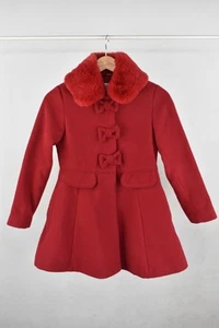 Monsoon Girls Coat Pea Coat Age 9-10 Years Red BNWT Faux Fur Collar Formal - Picture 1 of 7