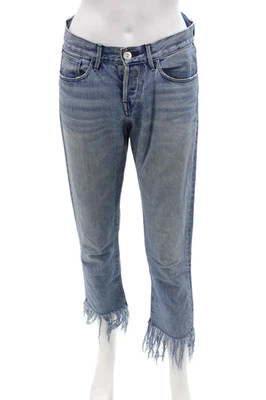 Pantalones de mezclilla 3x1 NYC para mujer de algodón con cremallera botón pierna recta pierna deshilachada azul talla EUR 25 Foto 1 de 4