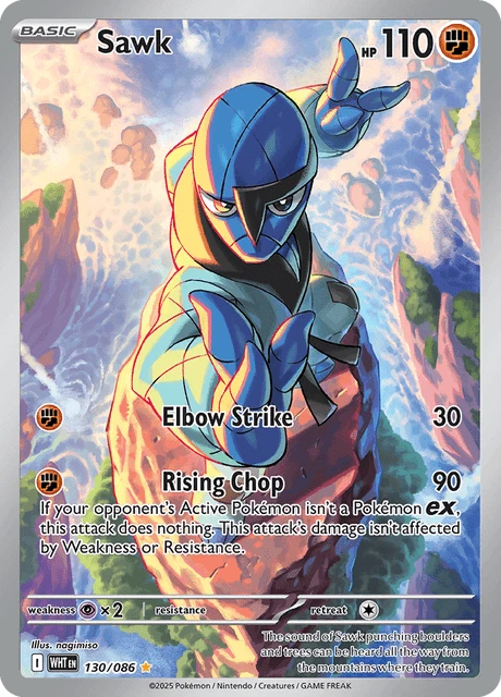 Pokémon TCG Sawk 130/086 Illustration Rare Scarlet & Violet White Flare NM/M - Image 1 of 1