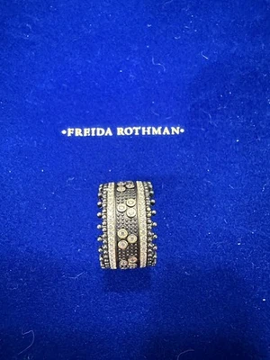 Anillo Freida Rothman Plata Esterlina Oro Negro Banda Puros Talla 8 Nuevo Sin Etiquetas Foto 1 de 2