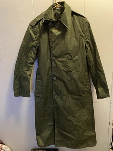 Vintage Army Military Rubber Coated Raincoat Trench Coat Size Small - Picture 1 of 6
